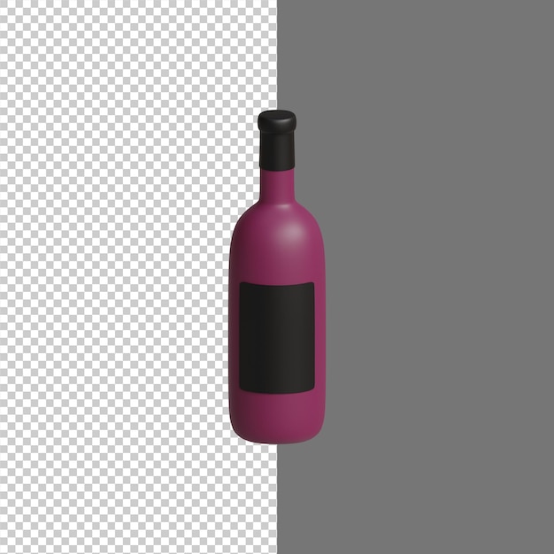 3d illutration of red wine icon