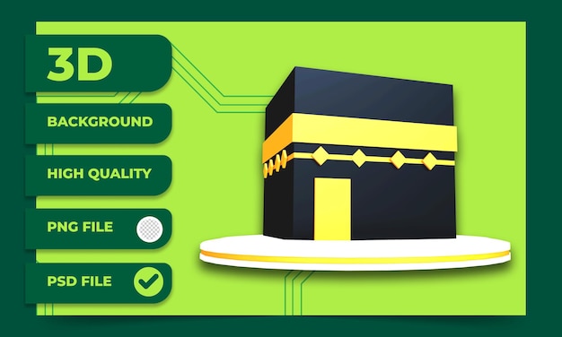 3d ilustration white podium ramadan kaaba place moslem pray