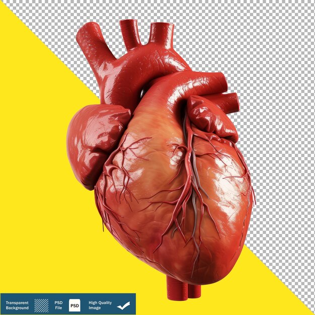 3D Image of a Human Heart with Personality Isolated transparent background PNG PSD