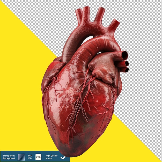 3D Image of a Human Heart with Personality Isolated transparent background PNG PSD