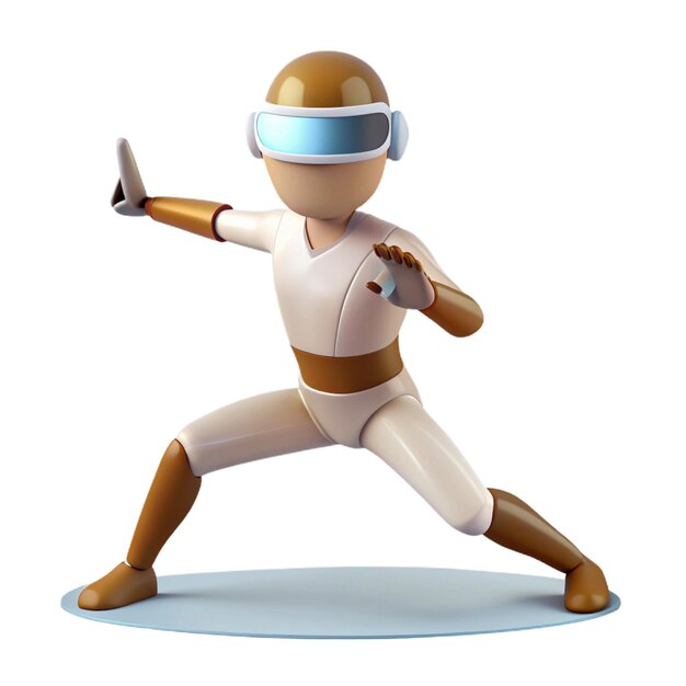 a 3d image of a plastic figure wearing a virtual reality mask