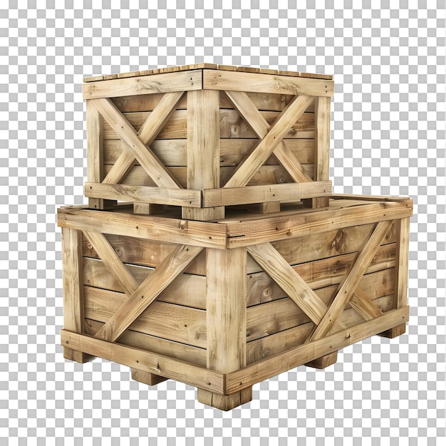 PSD 3d image of wooden shipping crates on white background