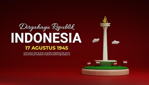 3D Indonesia independence day landing page template