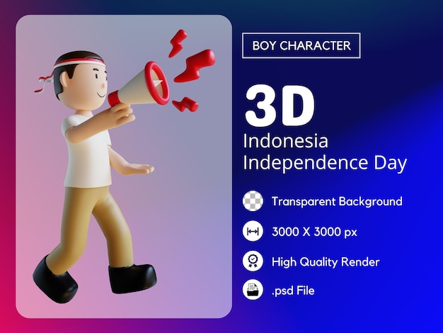 3D Indonesian Male Character Announced via Megaphone Premium PSD