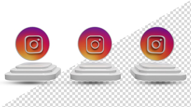 3D instagram Icon on top of Podium