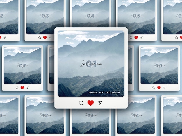 3d Instagram interface mockup with 3d heart emoji for social media post mockup