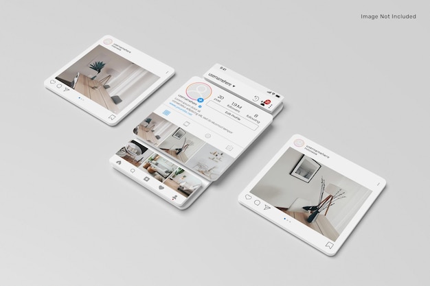 3d Instagram interface post mockup