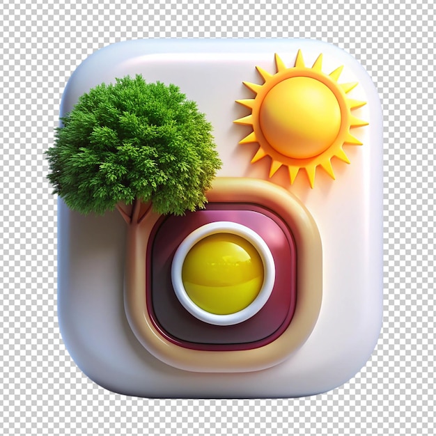 3d instagram logo on transparent background