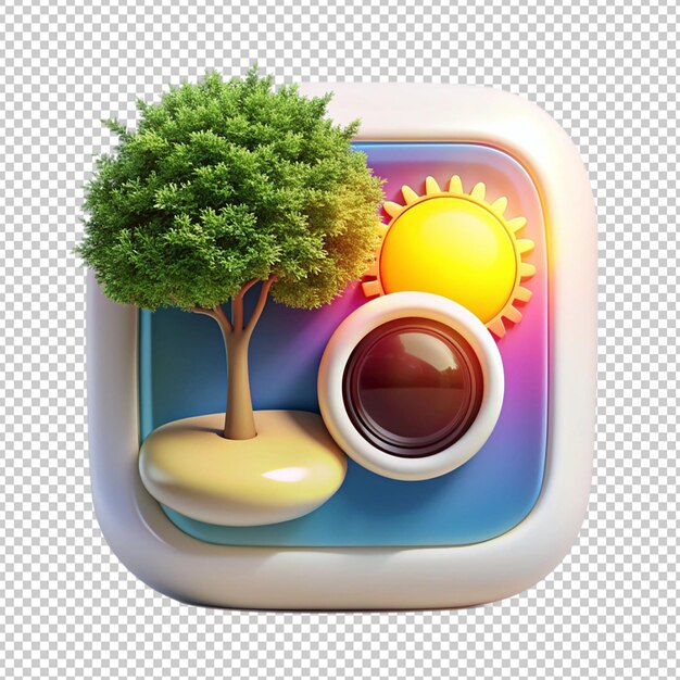 3d instagram logo on transparent background