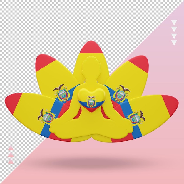 3d International yoga day Ecuador flag rendering front view