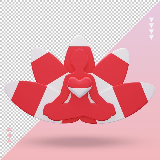 3d International yoga day Indonesia flag rendering front view