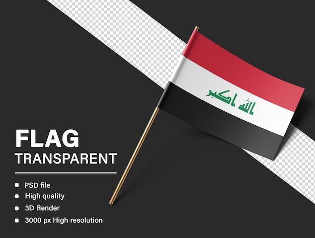 3D Iraq flag isolated on transparent background