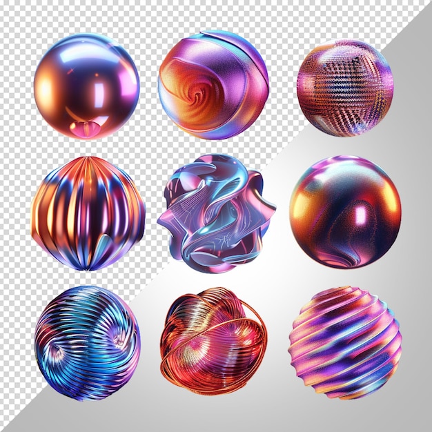 PSD 3d iridescent geometric shapes set abstract gradient 3d rendering