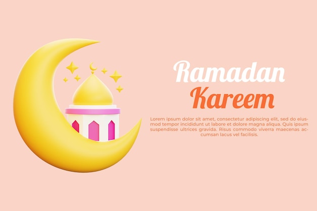 3d islamic banner template greeting ramadan kareem