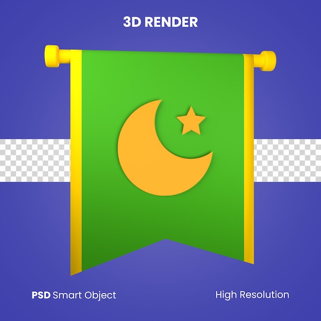 3d islamic pennant render isolated