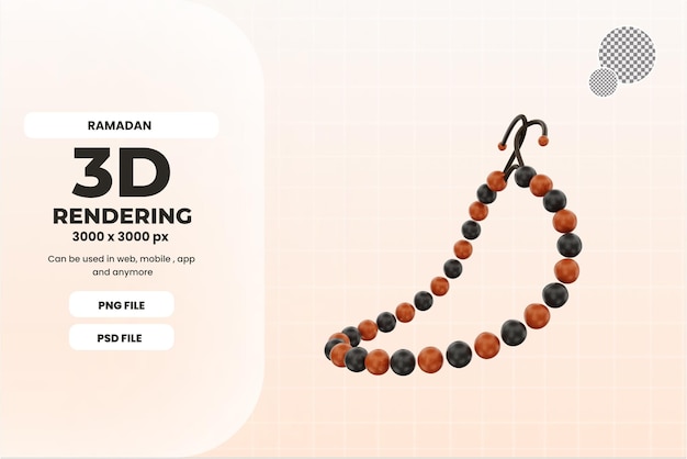 3d islamic prayer beads icon illustration object premium psd