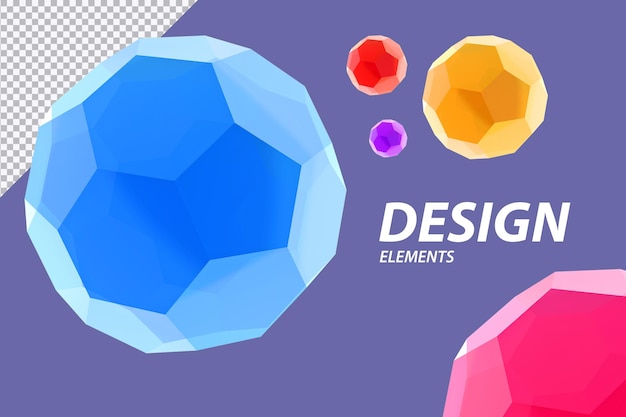 3D Isolated Geometric Decorative Design Elements and Shapes For Web Graphic Design Projects