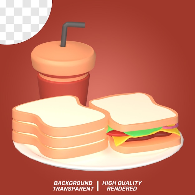 3D ISOLATED ILLUSTRATION FAST FOOD ICON TRANSPARENT BACKGROUND