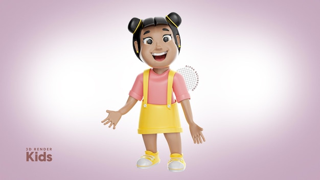 3d isolated illustration of happy child for children's day