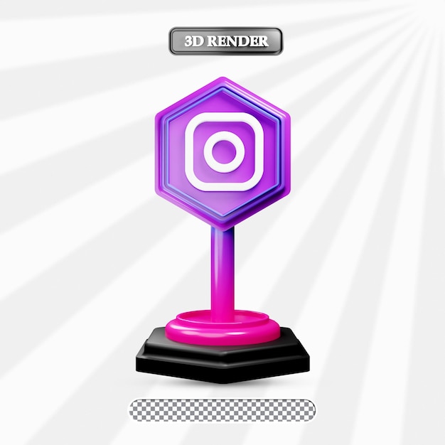 3d isolated instagram icon illustration of social media