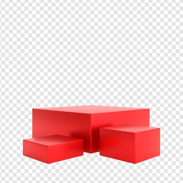 PSD 3d isolated red podium png transparent background