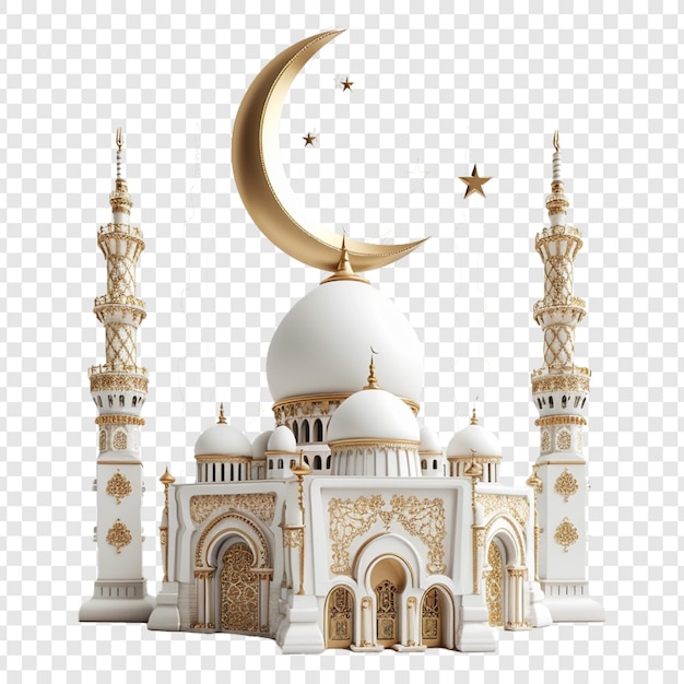 3D isolated render luxury mosque on transparent or white background PNG