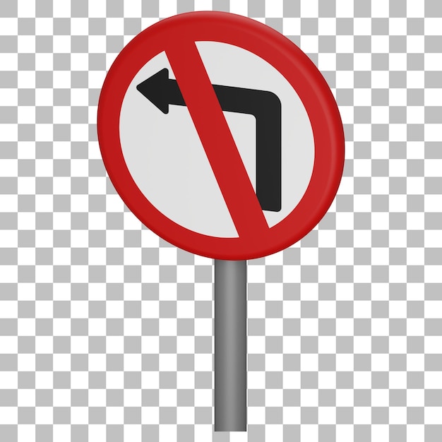 3d isolated render of no turn left sign icon psd