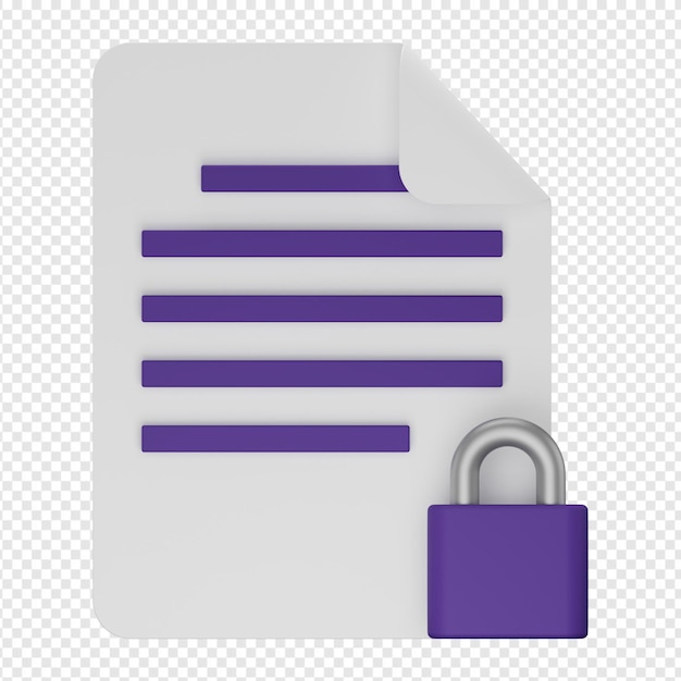 3d isolated render of secure document icon psd