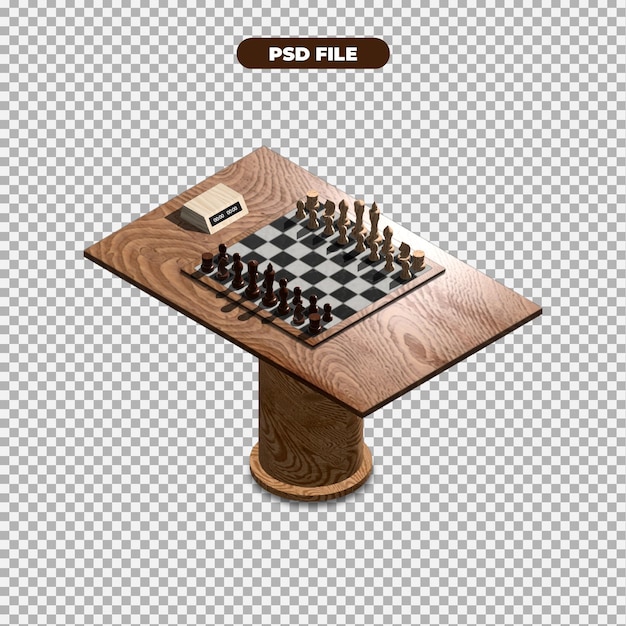 3d isometric chessboard and chess piece