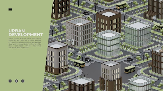 3D Isometric City Web Page Template