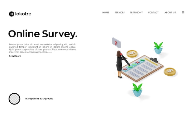 3d isometric online survey illustration women fill out online surveys 3d rendering illustration