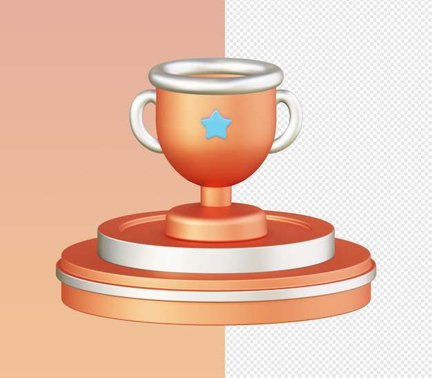 3d isometric of orange champion trophy cup icon for UI UX web mobile apps social media ads designs