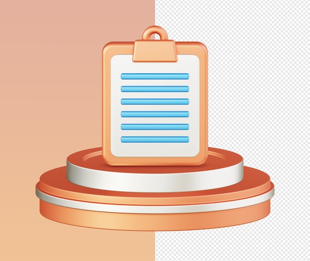 3d isometric of orange clipboard list icon for UI UX web mobile apps social media ads designs