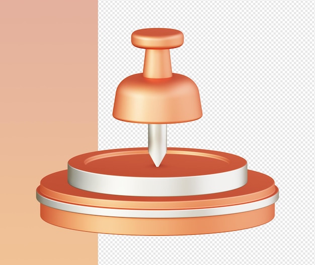 3d isometric of orange push pin icon for UI UX web mobile apps social media ads designs