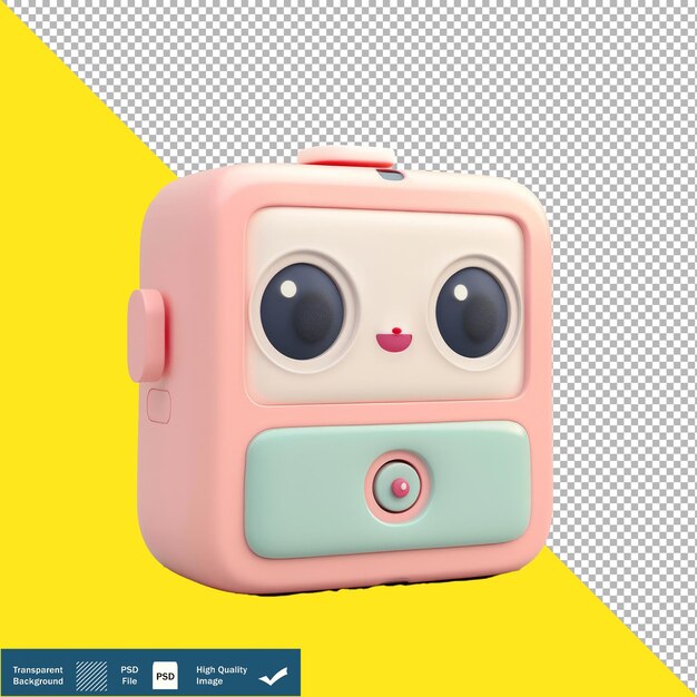 3D Isometric Render of Cute Webcam Cover Transparent Background PNG PSD