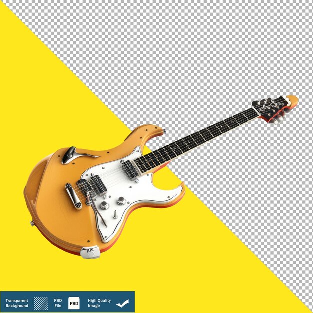 3D Isometric Render of Electric Guitar Transparent Background PNG PSD