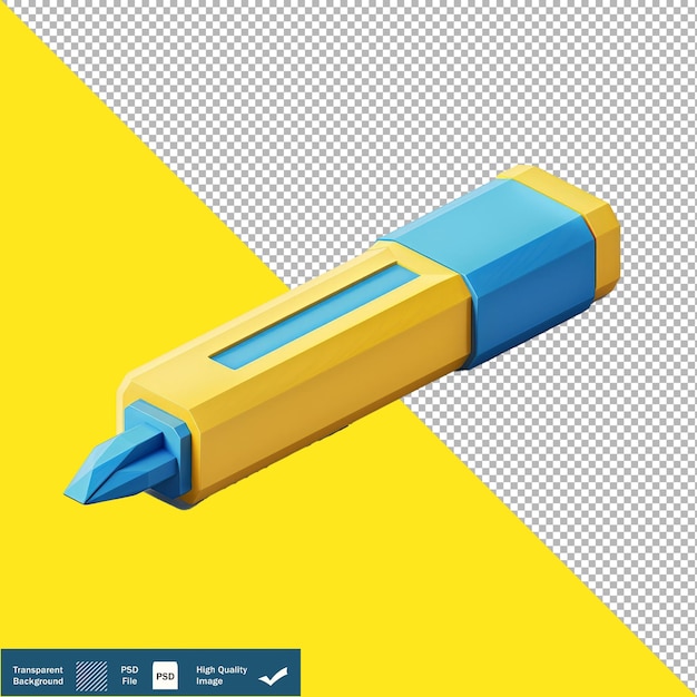 3D Isometric Render of Eraser Transparent Background PNG PSD