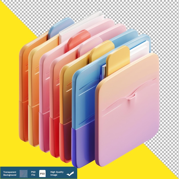 PSD 3d isometric render of file organizer transparent background png psd