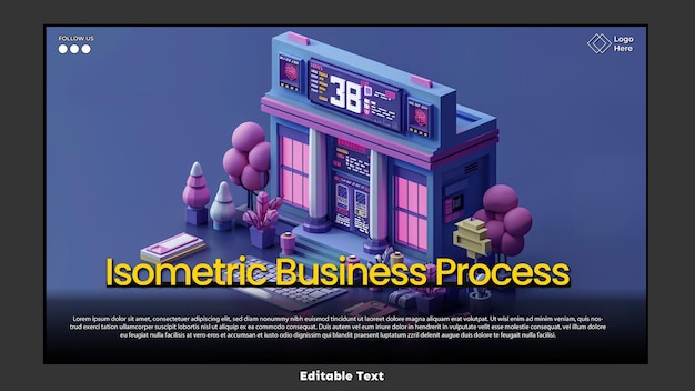 PSD 3d isometric style of business process