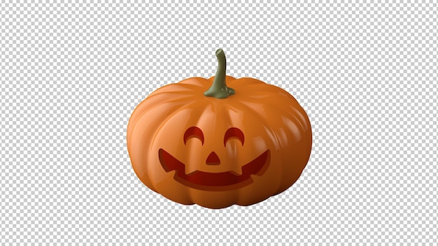 3d Jack O lantern halloween pumpkin on a transparent background