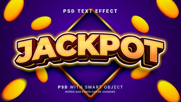 PSD 3d jackpot big win text effect