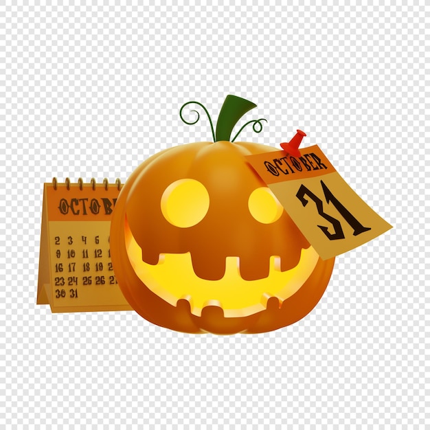 3d Jacks pumpkin lantern October 31th fall holiday Halloween concept isolated 3d illustration