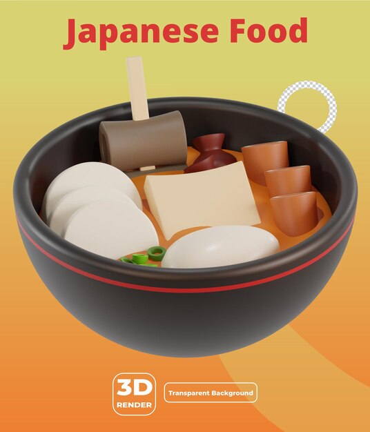 PSD 3d japanese food oden soup