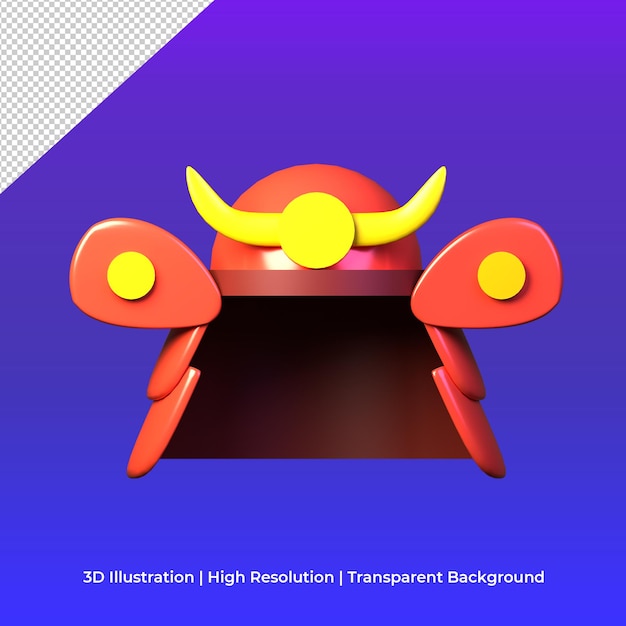 3d japanese samurai helmet illustration icon