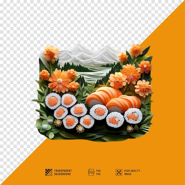 PSD 3d japanese sushi transparent png file