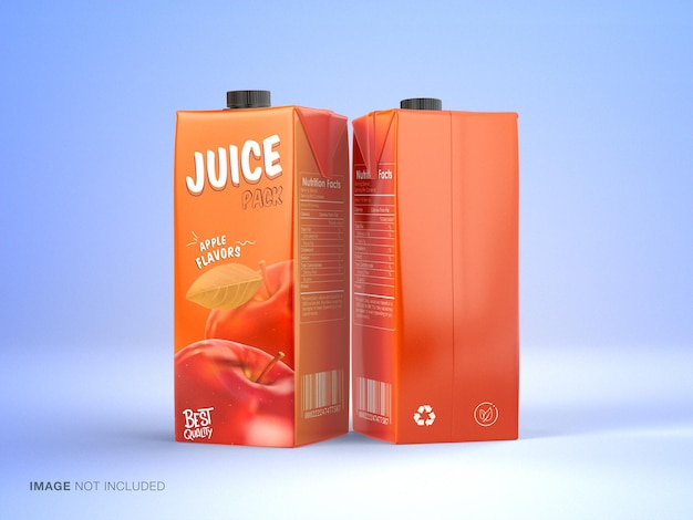 3d juice tetra pack realistic mockup for product branding