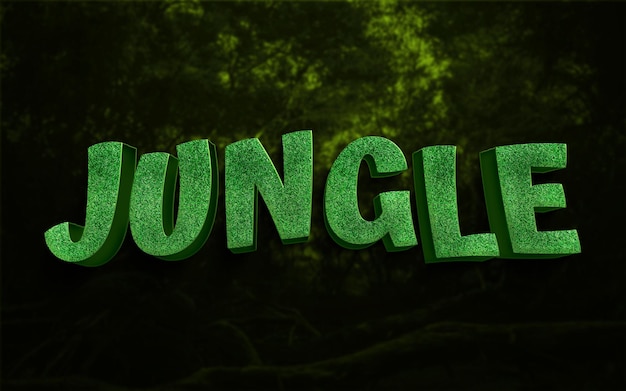 PSD 3d jungle text effect with editable forest background