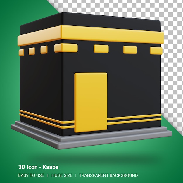 3d kaaba illustration with transparent background