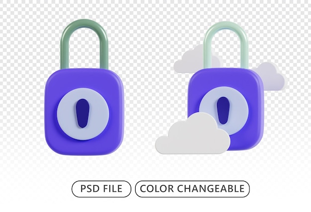 3d key icon illustration password acces cloud