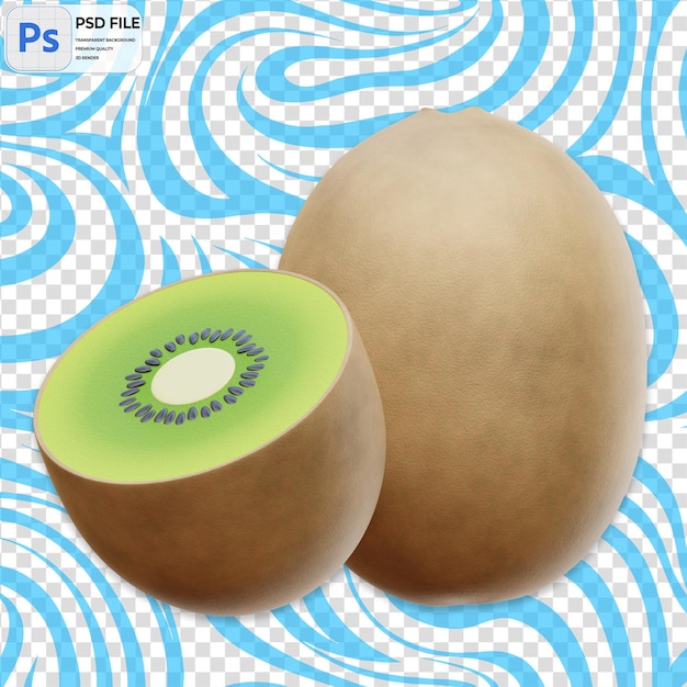 3D Kiwi Icon Isolated PNG Illustration PSD Template